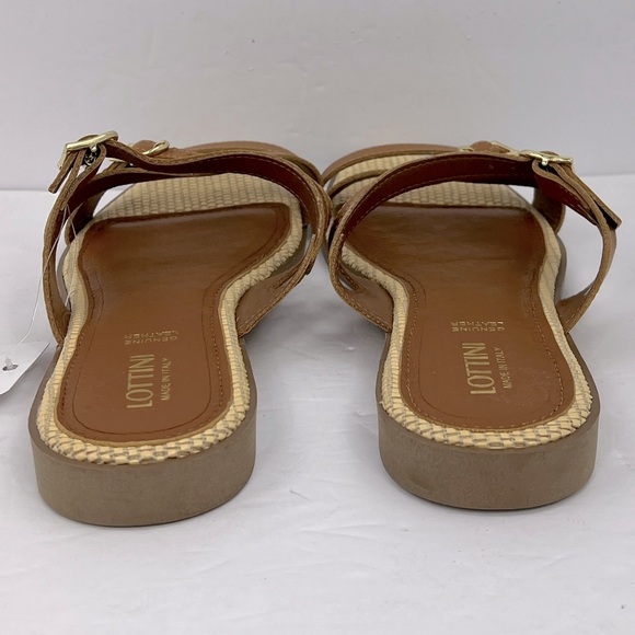 LOTTINI, VACCHETTA MULTI STRAP, BROWN LEATHER FLAT SANDALS, SIZE US 9.5 EU 41 - Picture 4 of 16